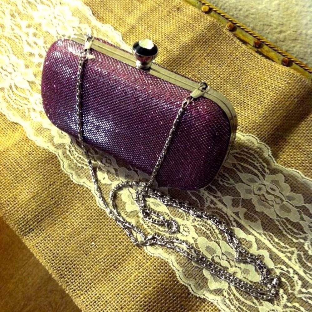 Shimmery Pink Clutch with Silver Trim